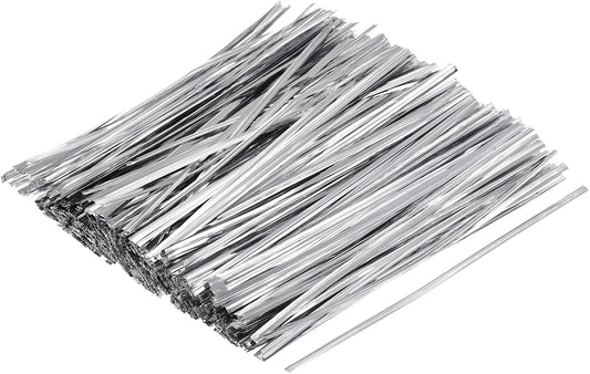 MECCANIXITY Foil Twist Ties 6" 15cm Metallic Plastic Closure Tie for Tying Bread, Candy, Cookies, Gift Bags Arts Crafts Ties Silver Tone Pack of 750-VerdiqueGarden