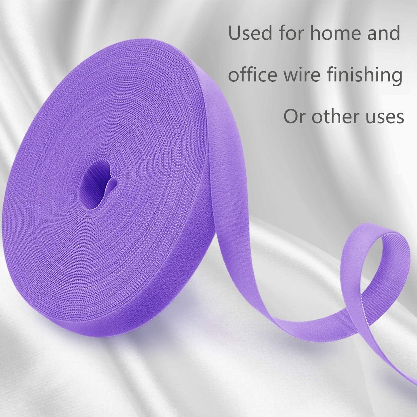 Reusable Fastening Tape Cable Ties 3/4 Inch Double Side Hook Roll (25 Yard, Purple)-VerdiqueGarden