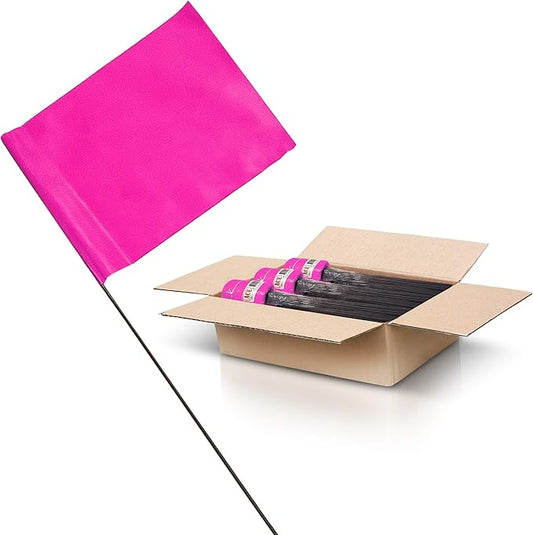 Pink Marking Flags 1000 Pack - 4x5x15 Inch Pink Flags for Yard - Markers For Lawn, Irrigation, Landscaping, Survey & Sprinkler Head Marking-VerdiqueGarden