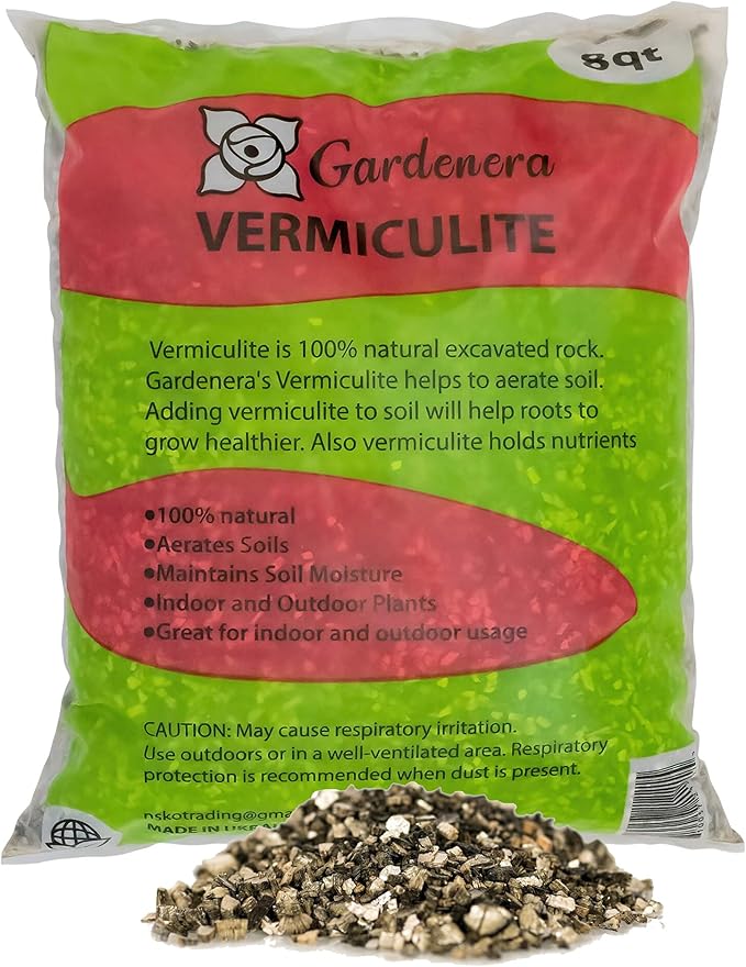Premium Horticultural Organic Vermiculite by GARDENERA - Medium Grade - Natural Soil Additive for Potted Plants - Orchids - Hydroponics - Terrariums (8 Quart)-VerdiqueGarden