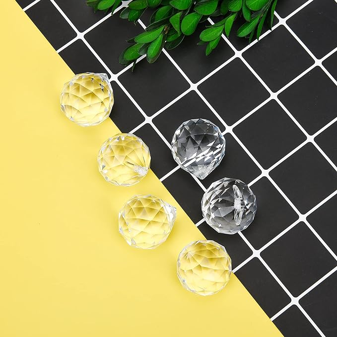MerryNine 48 Pcs 30mm Clear Crystal Ball Prism Sun Shine Catcher Rainbow Pendants Maker, Hanging Crystals Prisms for Windows, for Feng Shui, for Gift (30mm/1.18" 48pack, 48)-VerdiqueGarden
