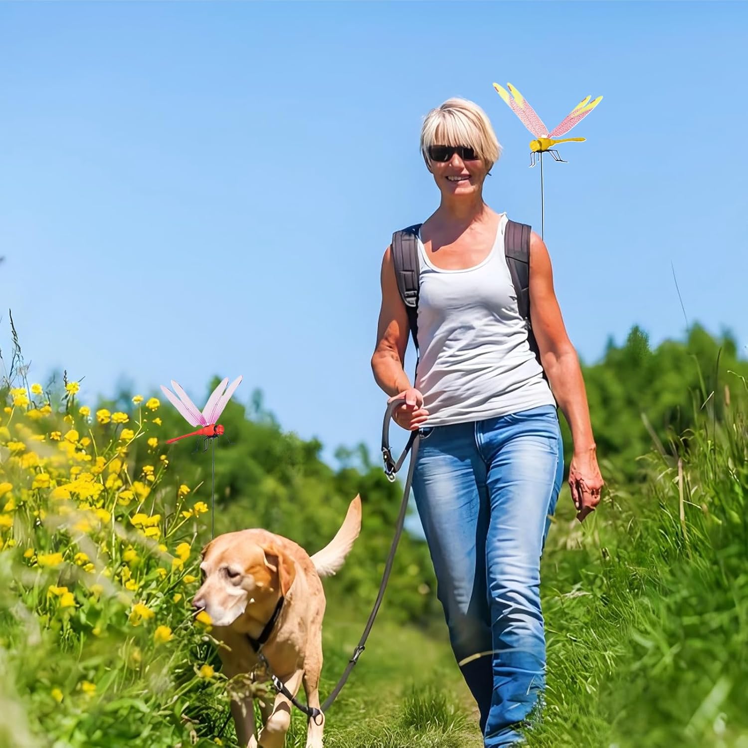 Jongdari 12pcs Dragonfly Hat Clip Bug Repellent Realistic Fake Dragonflies Clip-On Garden Outdoor Decor Stakes Plastic Dragon Fly Clips Plant Decorations for Pot-VerdiqueGarden