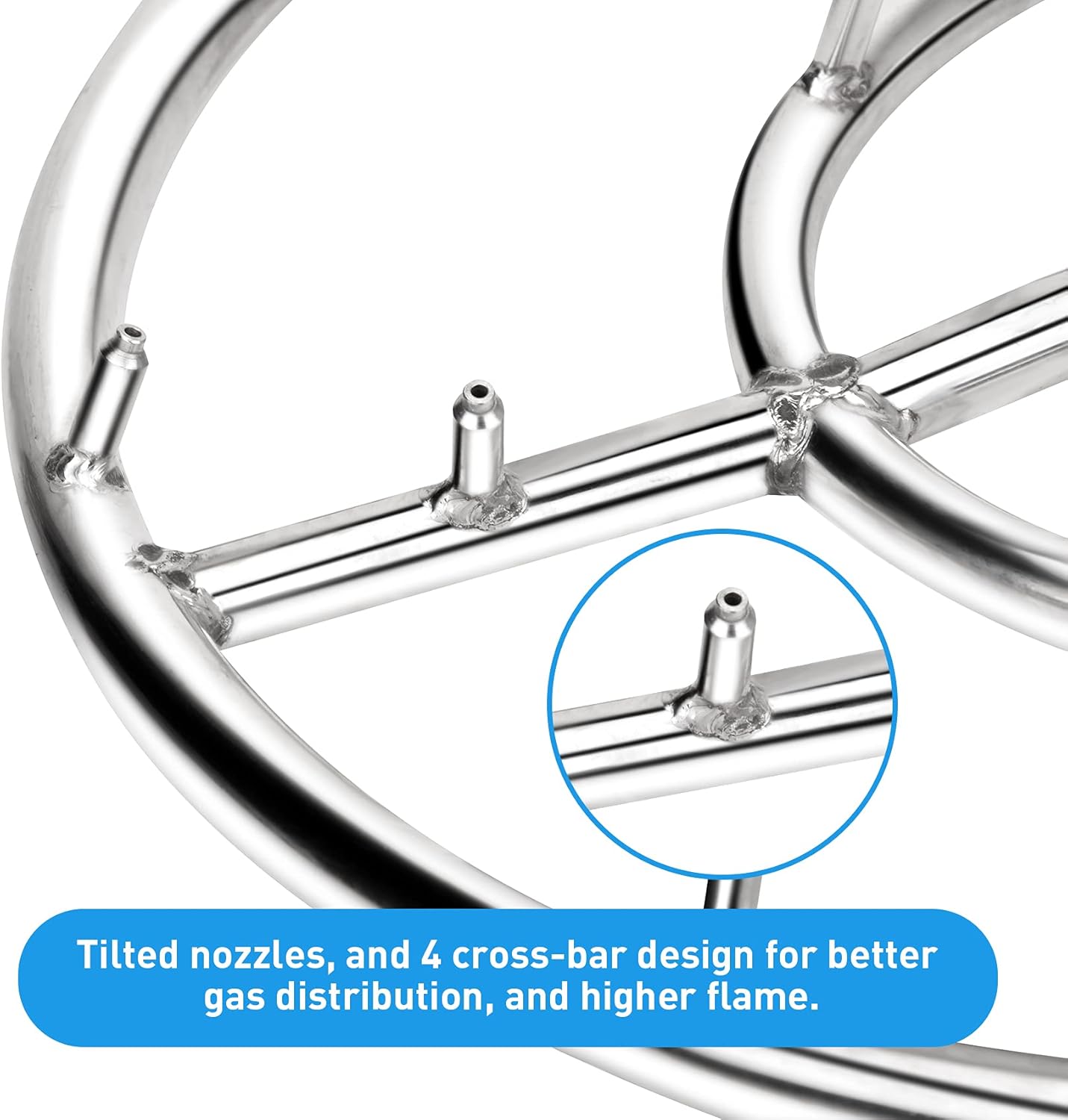 Stanbroil 18" Stainless Steel Round Jet Burner Ring for Natural or Propane Gas Fire Pit, 304 Series Stainless Steel, Double Ring-VerdiqueGarden