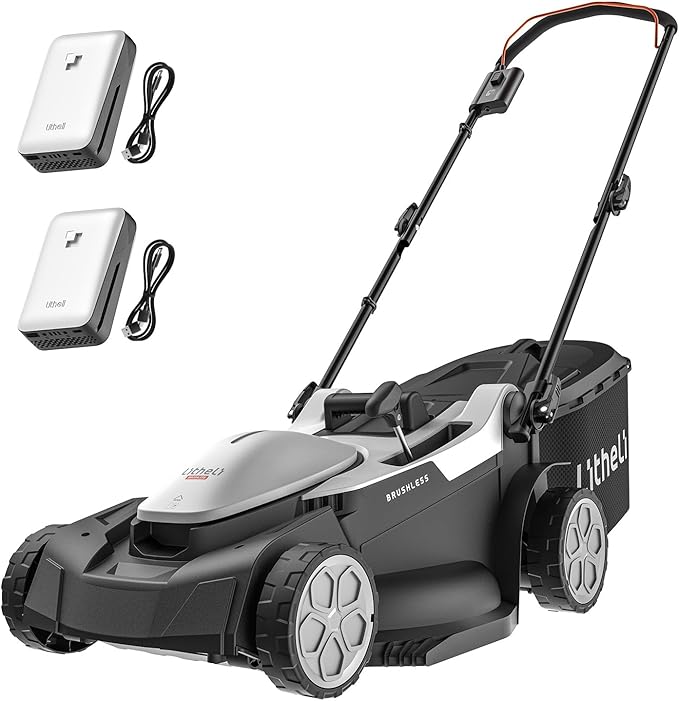 Litheli 18-inch 40V Brushless Lawn Mower for Garden Yards, Lightweight Cordless Lawn Mower Battery Powered with 6-Position Height Adjustment, 2x4.0Ah Battery Include-VerdiqueGarden