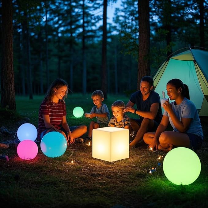 Mr.Go 12-inch Rechargeable Magic LED Light Cube Stool with Remote Control Fun Mood Lamp Soothing Night Light Decorative Lighting for Home Kids Bedside Bedroom Nightstand Nursery Pool Party-VerdiqueGarden
