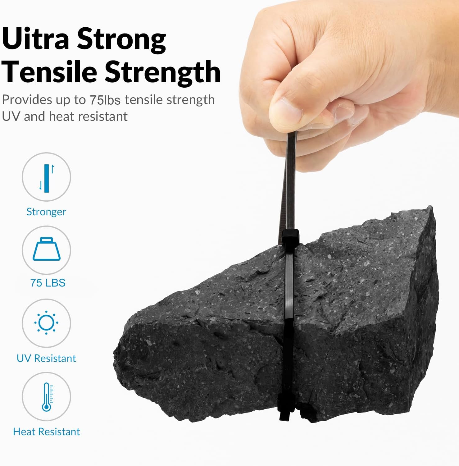 XINGO 14 Inch Black Zip Ties 1200 PCS, 75 LBS Tensile Strength, UV Resistant Cable Ties, Premium Self-locking Plastic Ties for Indoor and Outdoor Use-VerdiqueGarden