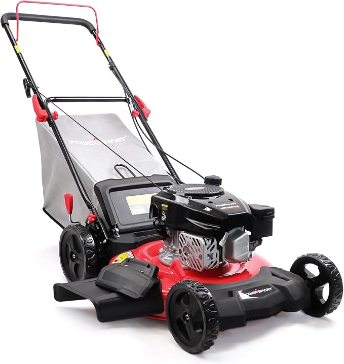 PowerSmart Lawn Mower Gas Powered, 21-Inch 144cc Engine 3-in-1 Walk-Behind Push Lawn Mower, Oil Included-VerdiqueGarden