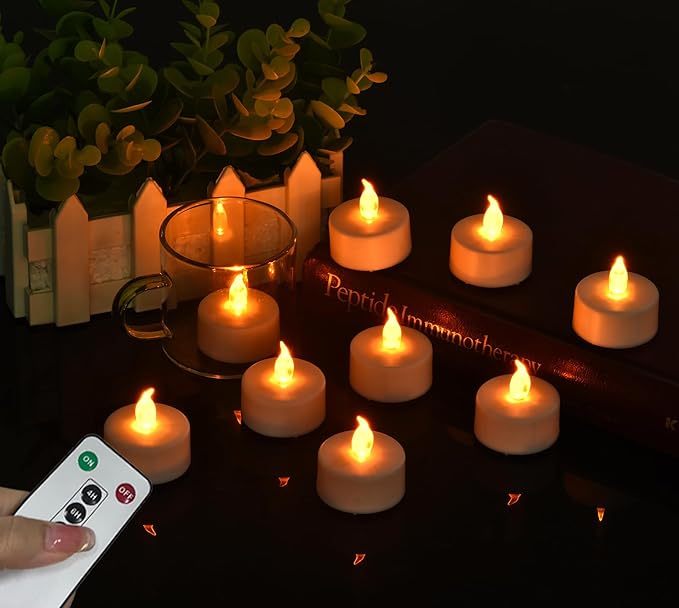 LED Tea Light Remote ControlCandles,50pack Flickering Flameless LED Candle,Long Lasting 400+Hours,Battery Operated with Timer for Home Decoration Seasonal &Festival Celebration WarmYellow-VerdiqueGarden
