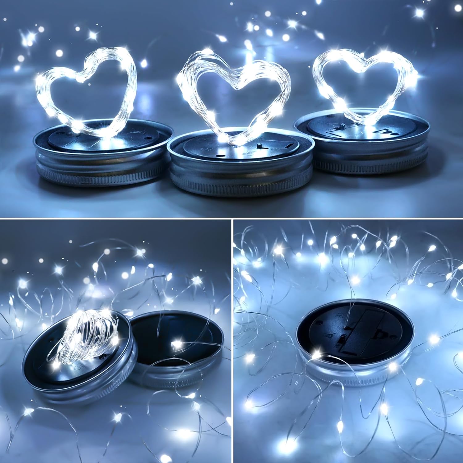 ZNYCYE Mason Jar Solar Lights for Outside, 12 Pack 30LED Fairy Lights Mason Jar Solar Lids Outdoor Waterproof String Lights with Hangers(NO Jars) for Patio Garden Yard Lawn Decoration - Cool White-VerdiqueGarden