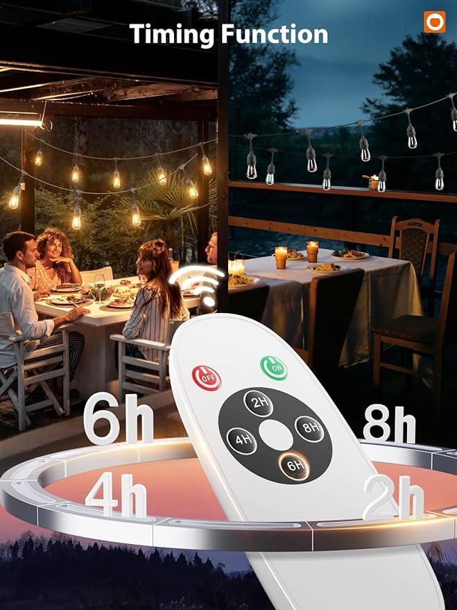 addlon Outdoor String Lights Timer Control, 48FT LED Patio Light with Edison Vintage Shatterproof Bulbs and Commercial Grade Weatherproof Strand - ETL Listed Heavy-Duty Decorative Lighting-VerdiqueGarden