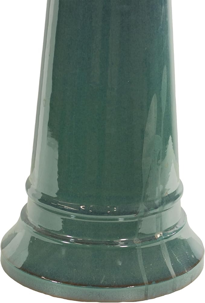 Sunnydaze Rennes Outdoor Ceramic Bird Bath - 22.5" H - UV- and Frost-Resistant - Glazed Bowl and Pedestal with Turquoise Finish-VerdiqueGarden