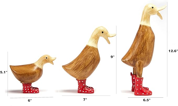 GUTE Duck Yard Decorations Yard Art Garden Puddle Ducks with Spotted Wellies Boots, Set of 3 - Garden Decor Statues, Duck Figurine Statue - Waterproof Indoor & Outdoor Lawn Gnome Ornament-VerdiqueGarden