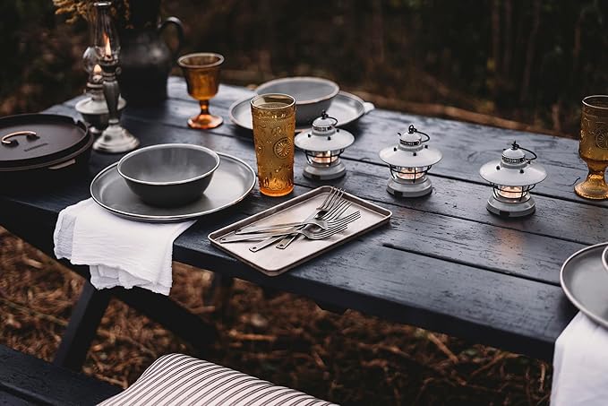 Barebones Flatware Silverware Set - Formal Camping Utensils - Stainless Steel Cutlery Set of 6 - Camping Utensil Set with Forks, Knives, and Spoons (Matte Black)-VerdiqueGarden