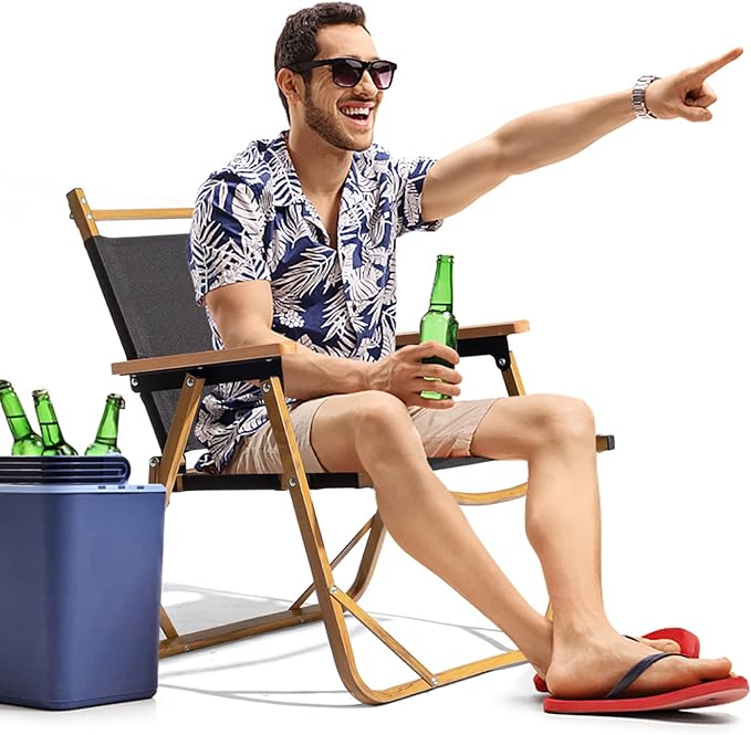 Outvita Portable Folding Camping Chair, 6pcs Ultralight Low Beach Chair, Durable Aluminum Frame Armchairs for Hiking Concert Fishing Picnic, Supports 233Lbs-VerdiqueGarden