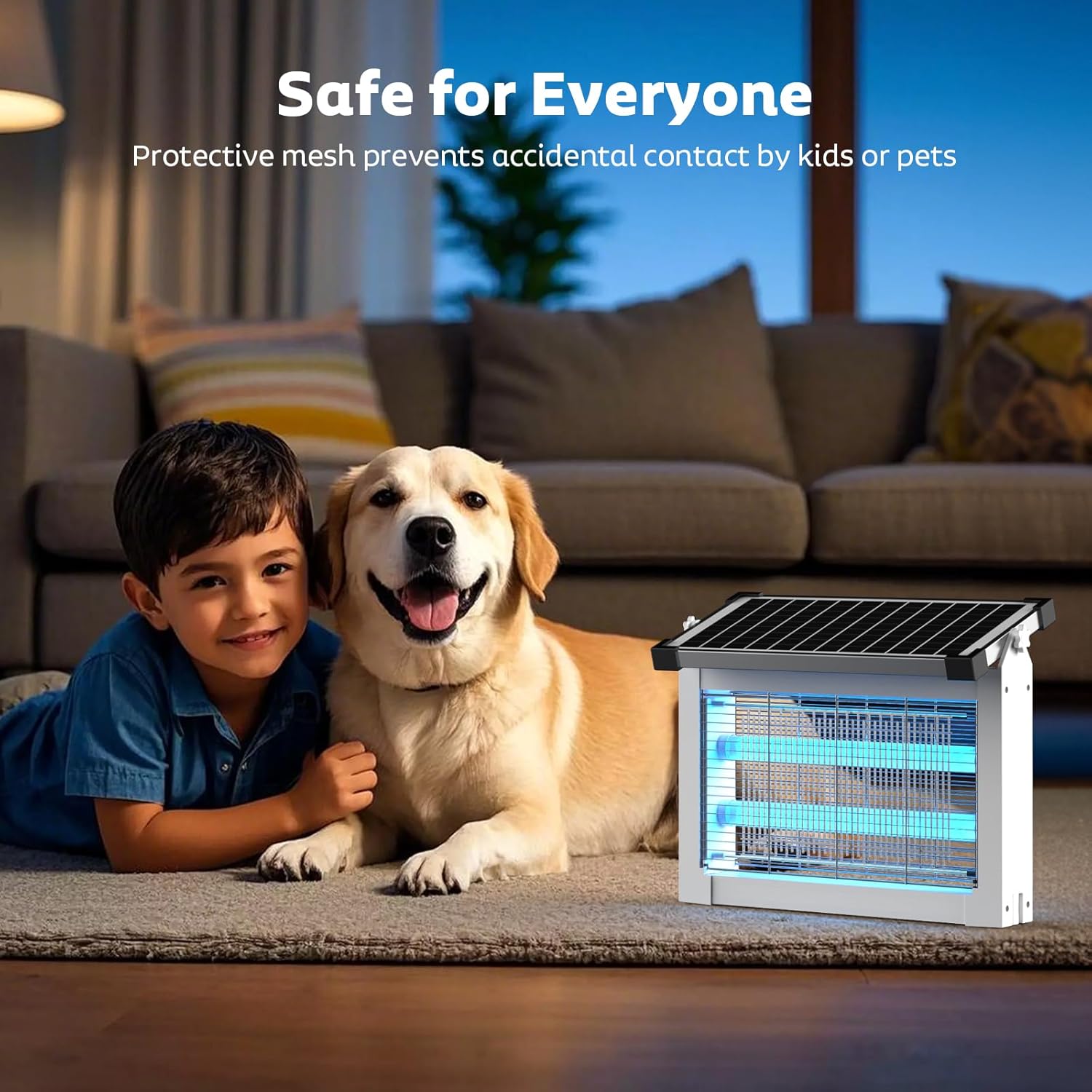 Solar Bug Zapper Outdoor, Mosquito Zapper Waterproof Electric Fly Zapper Rechargeable Mosquito Killer Lamp with 10W Solar Panel, 4500V Cordless Fly Trap for Backyard, Patio, Garden, RV, Camping-VerdiqueGarden