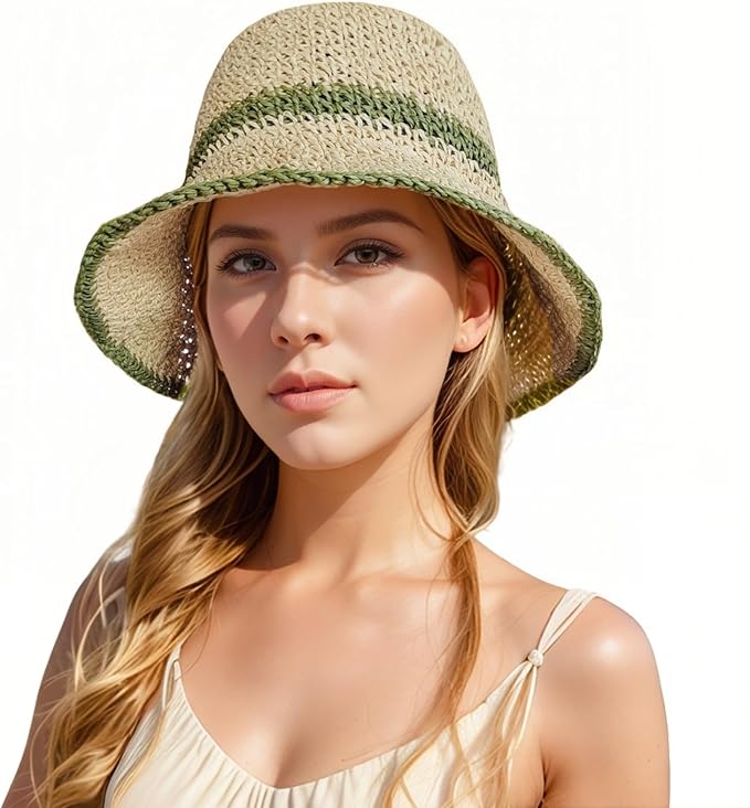 Floppy Big Beach Straw Hats for Women Foldable Summer Wide Brim Packable Sun Hat Womens Travel Straw Fedora Hat-VerdiqueGarden