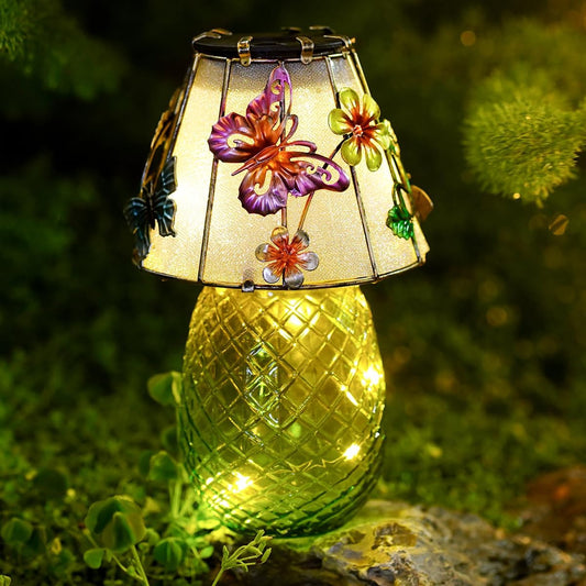 Butterfly Solar Garden Lights Outdoor Decor - Waterproof Tabletop Solar Lamp - Cordless Table Lamps for Garden Patio Porch Yard Backyard Balcony Wedding, Gifts for Mom-VerdiqueGarden
