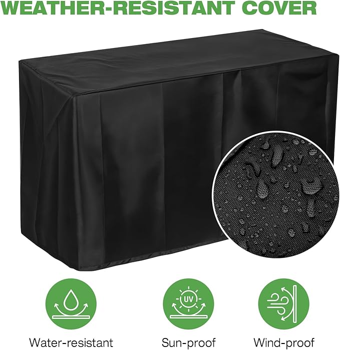 Hykolity 42 Inch Gas Fire Pit Table, 60,000 BTU Propane Pits for Outside with Steel Lid and Waterproof Cover, 2 in 1 Firepit Table Gatherings Parties on Patio Deck Garden Backyard, Black-VerdiqueGarden