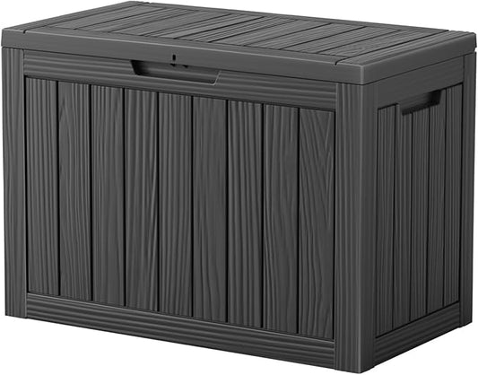 45 Outdoor Storage Box, Waterproof Resin Deck Box with Side Handles, Lockable Outdoor Bench for Indoor & Outdoor Use, Storage Bin for Patio Cushions, Garden Tools, Package Delivery, Black-VerdiqueGarden