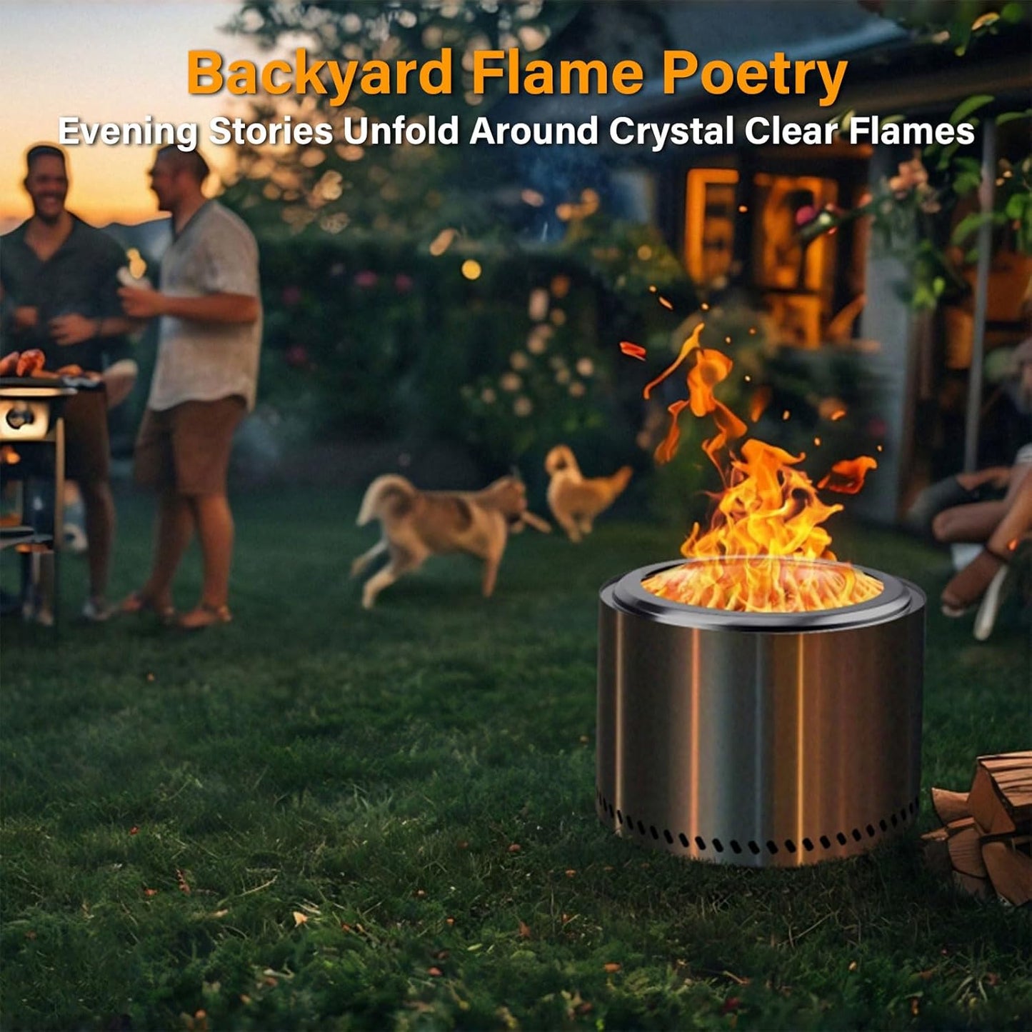 HGD 16 inch Smokeless Fire Pit for Outside, Stainless Steel Fire Pits, Smokeless FirePit Outdoor for Camping Backyard Patio Garden Picnic-VerdiqueGarden