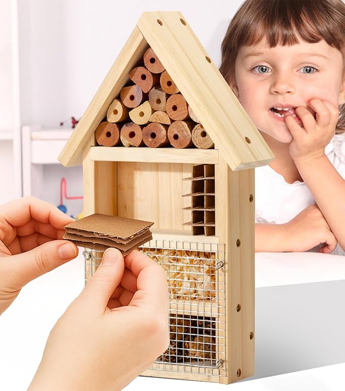 2 PK Large Cedar Wood Insect House Kit for DIY Project Backyard Insect House, Bee House, Nesting Habitat Shelters, Garden Shelter for Bees, Butterflies, Bugs-VerdiqueGarden