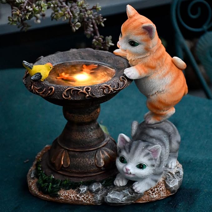Cat Garden Figurines Outdoor Decor Solar Statue with LED Lights for Patio Lawn Yard Art Decoration Housewarming Garden Gift-VerdiqueGarden