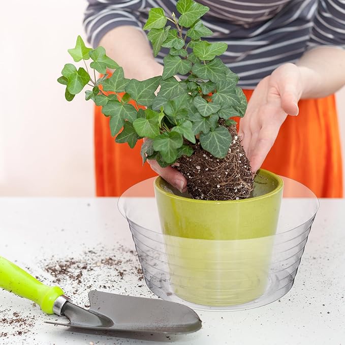 Hoolerry Plastic Plant Saucer Clear Deep Drip Tray Thickened Clear Plant Saucers Trays for Pots Deep Drip Trays for Home Garden Indoor and Outdoor Potted(15 Pcs,8, 10, 12 Inch)-VerdiqueGarden