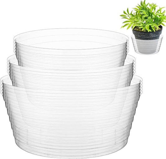 Hoolerry Plastic Plant Saucer Clear Deep Drip Tray Thickened Clear Plant Saucers Trays for Pots Deep Drip Trays for Home Garden Indoor and Outdoor Potted(15 Pcs, 6, 8, 10 Inch)-VerdiqueGarden