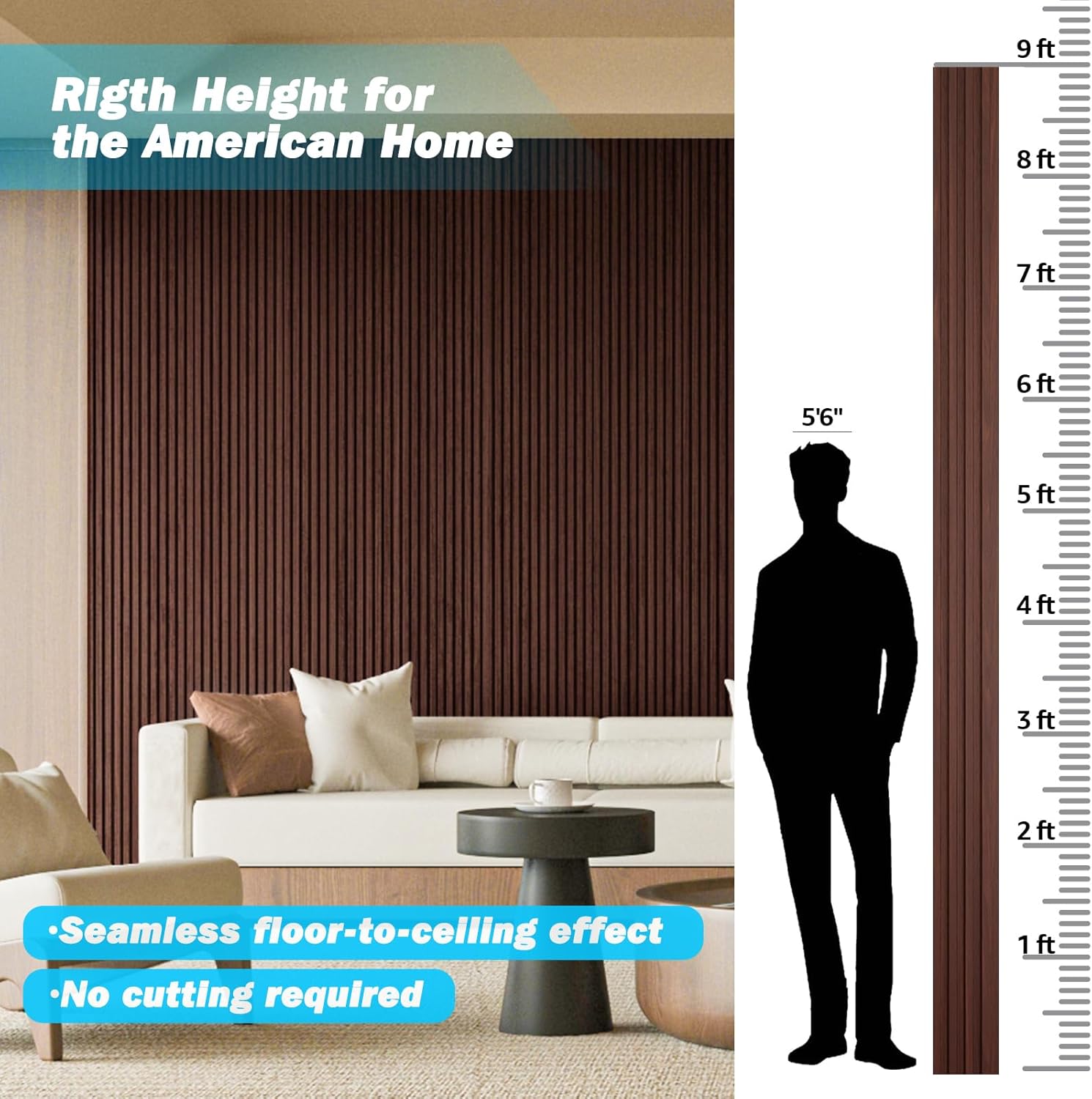 Art3d Slat Wood Wall Paneling for Interior and Ceiling Decoration - Pack of 4pcs + 1pc End-Trim, Size 108 x 5.7in.- Walnut-VerdiqueGarden