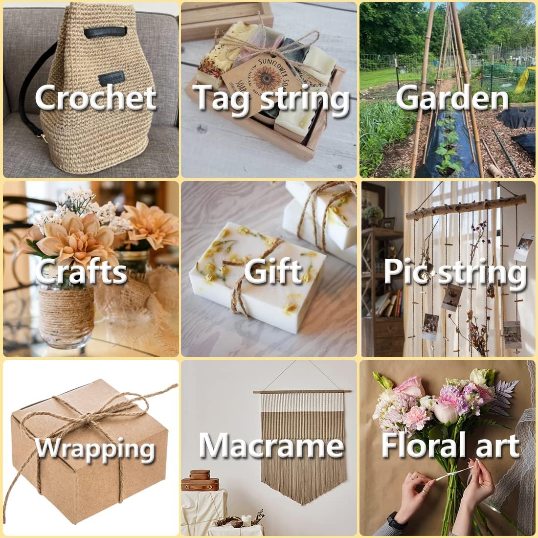 PerkHomy Jute Twine String 3600 Feet Natural Thin for Craft Gardening Plant Gift Wrapping Tag Art Wedding Home Decoration Packing Material Christmas Bulk (3600 FT * 2mm (3Ply))-VerdiqueGarden