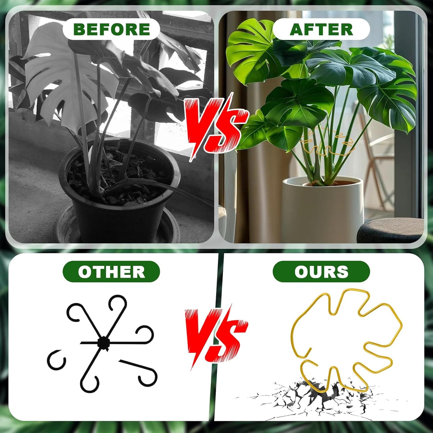 4 Pcs Metal Plant Stem Support Holder Monstera Plant Support Monstera Stabilizer for Outdoor & Indoor Growing Climbing Plants Stabilization and Support-VerdiqueGarden