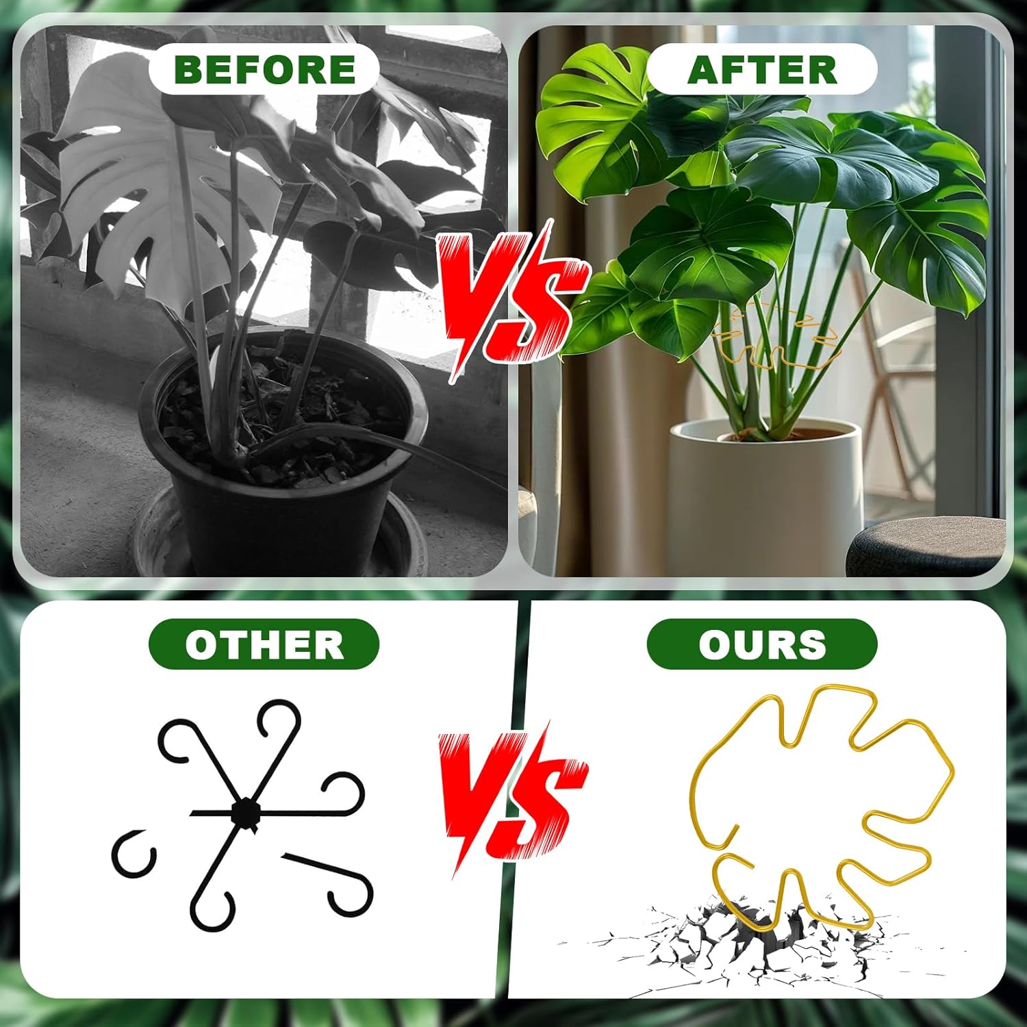 4 Pcs Metal Plant Stem Support Holder Monstera Plant Support Monstera Stabilizer for Outdoor & Indoor Growing Climbing Plants Stabilization and Support-VerdiqueGarden