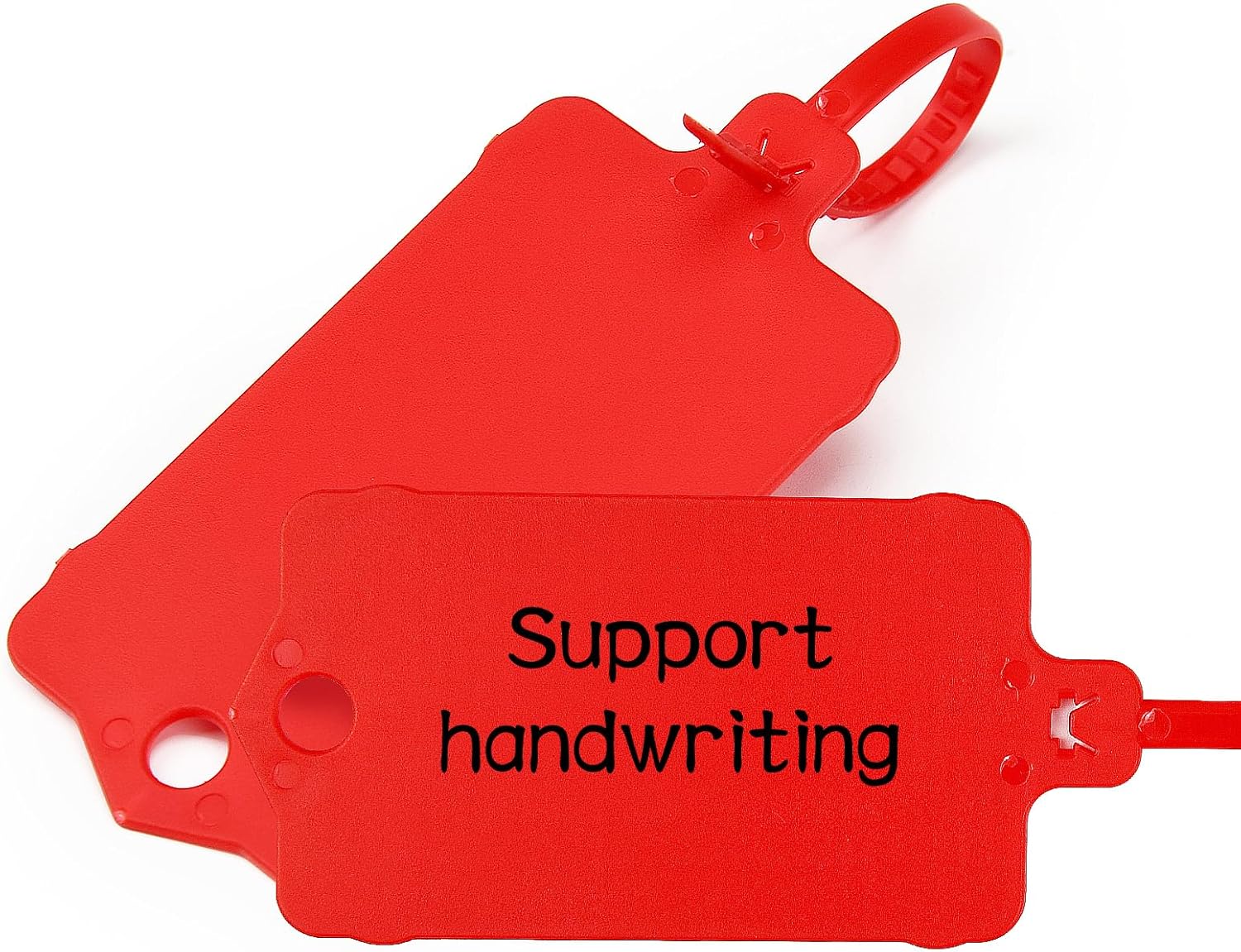 100pcs Blank Plastic Tags for Labeling Reusable Hanging Tags Ties Key Tag Storage Labels Waterproof Plastic Mark Label Writable Hang Sign with One Marker Pen (Red)-VerdiqueGarden