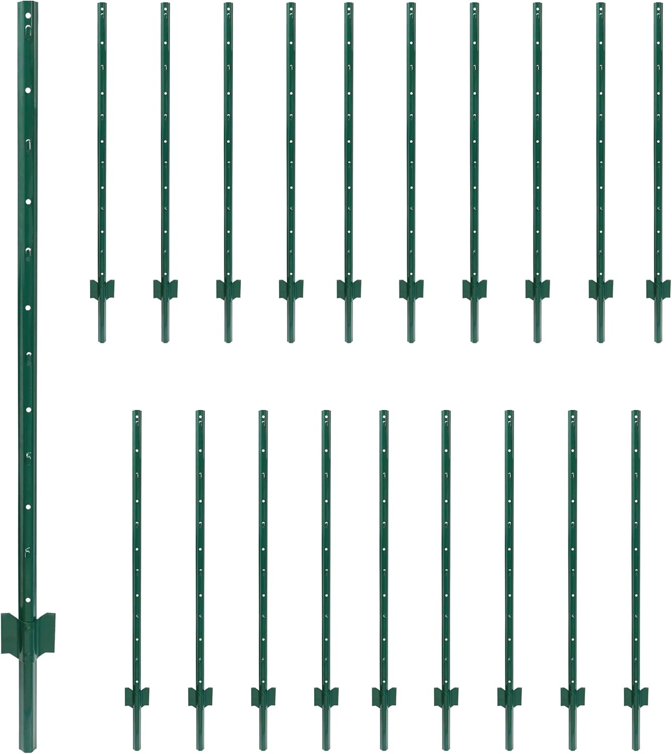 Sunnyglade 20 Pack 3.8 FT Heavy Duty Metal U-Post Garden Fence Stakes, No Dig U-Channel Fence Posts, Corner Anchor Poles for Wire, Electric, Mesh Fencing (20)-VerdiqueGarden