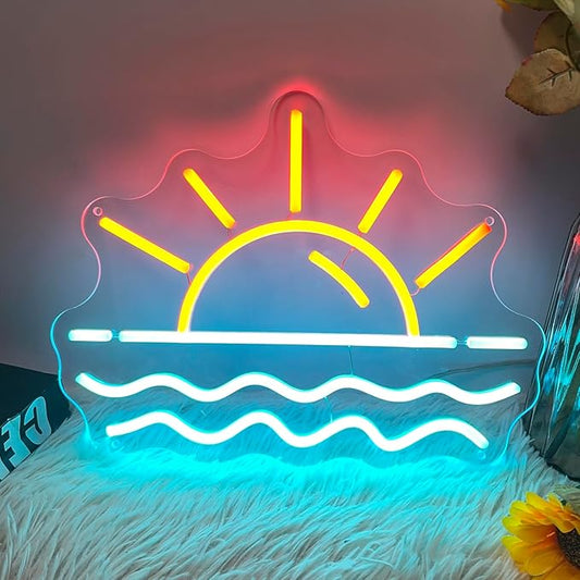 Sunset Sunrise Neon Sign, Neon Signs for Wall Decor Dimmable LED Neon Light Sign for Beach Bedroom Living Room Wedding Bar Party Home Room Decor-VerdiqueGarden