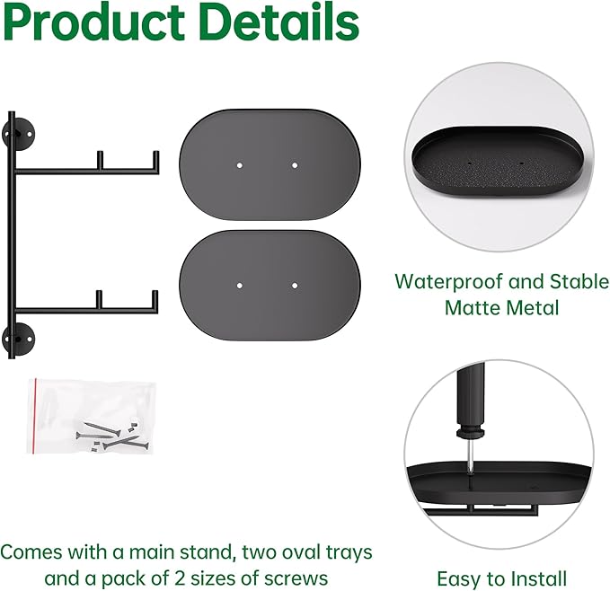 Rotating Window Plant Shelves for Multiple Plants Indoors,2-tier Metal Corner Black Plant Stand Holder Floating Plant Shelf for Wall，Windows Sill Gifts for Plant Lovers to Enhance Home Decor-VerdiqueGarden