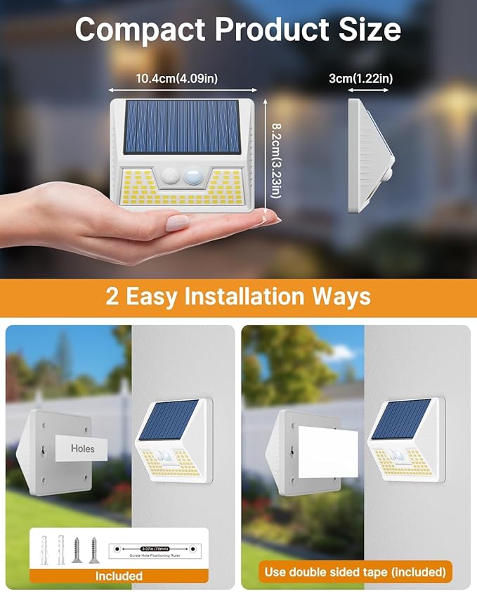 12 Pack Solar Lights Outdoor Motion Sensor, Waterproof Fence Lights with 3 Lighting Mode, Warm White LED Deck Lights for Outside Wall Yard Steps Stairs Garden - White-VerdiqueGarden