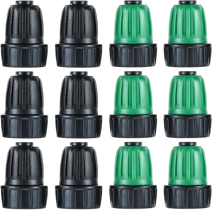 12 Pcs 1/2 Inch Drip Irrigation Tubing Faucet Garden Hose Adapter, 3/4" to 1/2" Drip Irrigation Tubing Hose Adapter, 3/4 Inch Faucet Connector Garden Hose Adapter Black and Green-VerdiqueGarden