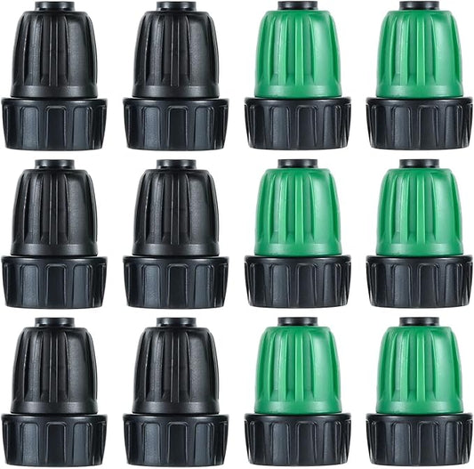 12 Pcs 1/2 Inch Drip Irrigation Tubing Faucet Garden Hose Adapter, 3/4" to 1/2" Drip Irrigation Tubing Hose Adapter, 3/4 Inch Faucet Connector Garden Hose Adapter Black and Green-VerdiqueGarden