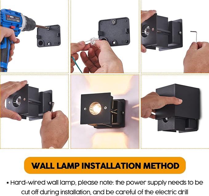 LANFU LED Aluminum Wall Lamp IP65 Waterproof, Black Modern Fashion Square Wall Lamp Wall Type Replaceable Bulb-VerdiqueGarden