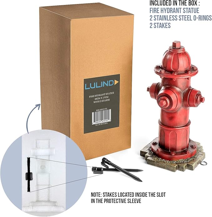 Dog Fire Hydrant Garden Statue with 2 Stakes, 14 Inches (Small)-VerdiqueGarden