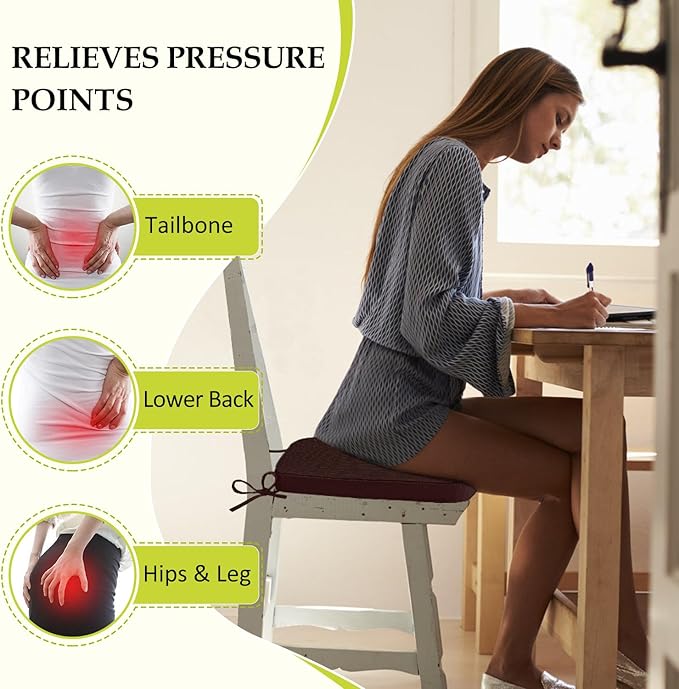 Chair Cushions for Dining Chairs, Indoor Chair Cushions with Ties，Waterproof Chair Pads Set of 4, Brown, 17x16x2.5 Inch-VerdiqueGarden