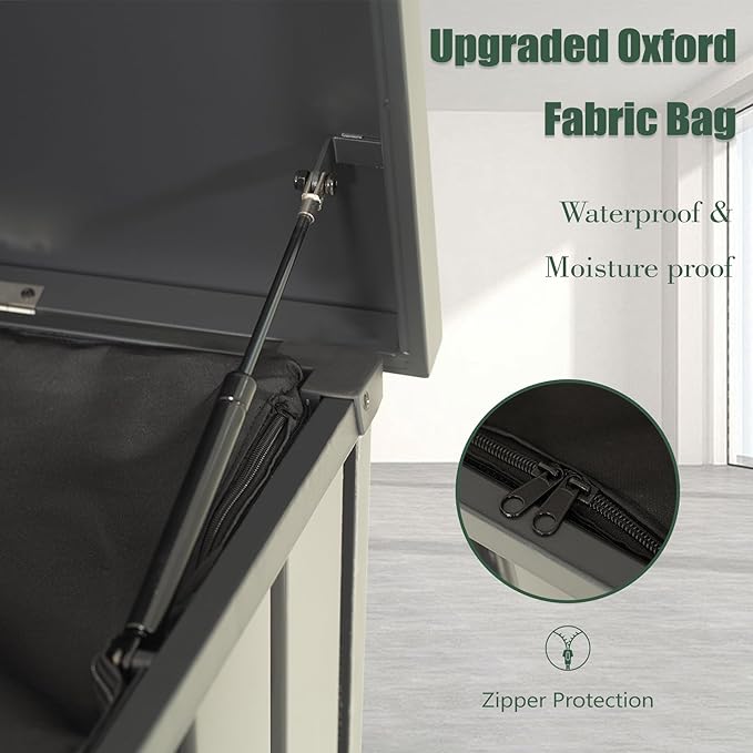 Domi Outdoor Storage Deck Box 120 Gallon, Outdoor Deck Box with Waterproof Storage Bag for Outside Cushions, Garden Tools and Pools Equipment, Gray-VerdiqueGarden