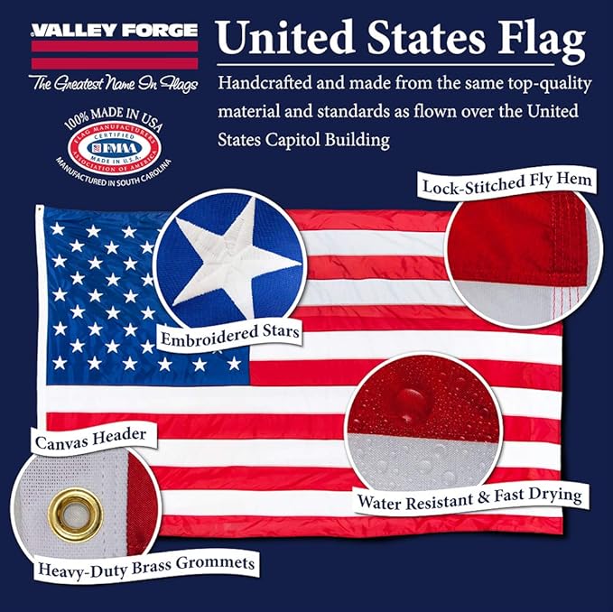 100% Made in the USA - 3'x5' ft – Perma-Nyl Sewn Nylon with Grommets - Sturdy, Durable, and Patriotic - Great For Gardens, Homes, Patios and Cars – By Valley Forge Flag-VerdiqueGarden