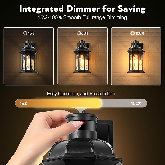 VIANIS Motion Sensor Outdoor Wall Lights, 2-Pack Black Outdoor Light Fixture, Exterior Lights for House, Front Porch Light Lantern Wall Mount Sconce Lighting, Dusk to Dawn Outside Lights for Patio-VerdiqueGarden