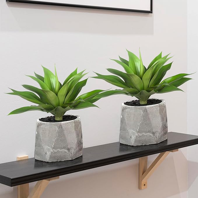 Artificial Agave Plants,Large UV Resistant Fake Agave Planters for Indoor and Outdoor Decorating Artificial Plants for Outdoors Fake Plants (2Pack, 18"-VerdiqueGarden