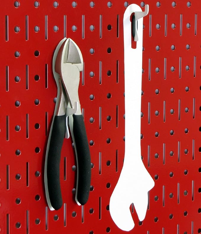 Wall Control 4 ft Metal Pegboard Standard Tool Storage Kit with Red Toolboard and White Accessories-VerdiqueGarden