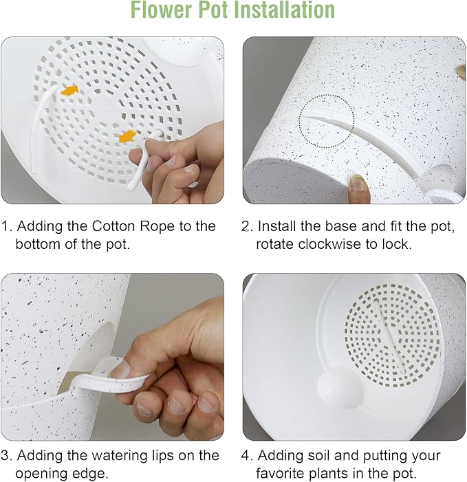 12 inch Large Self Watering Pots, Plant Pots with Mesh Drainage Holes for Indoor Outdoor Plants, Plastic Planters with Deep Reservoir for Garden House Flower Plants, Speckled White-VerdiqueGarden