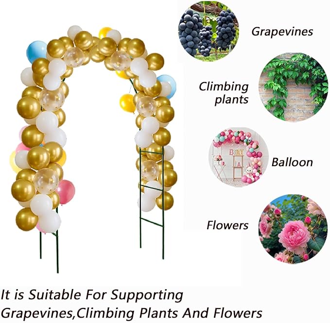 100% Metal Garden Arch Trellis for Climbing Plants Outdoor, Assemble Freely 2 Sizes,Pumpkin Archway Outdoor Garden Arbors and Arches for Wedding Party Decoration-VerdiqueGarden