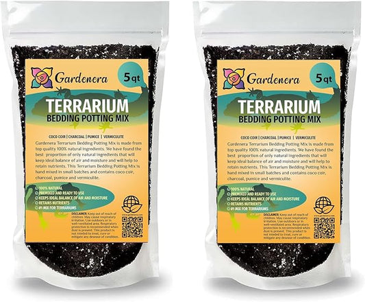 Elevate Your Terrariums with Gardenera Terrarium Potting Mix - Carefully Mixed Coco Coir, Charcoal, Pumice, and Vermiculite - 10 QUARTS-VerdiqueGarden